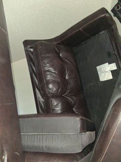 Dark Brown Leather small and medium size Sofa