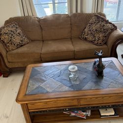 Brown Sturdy Wood Couches Plush