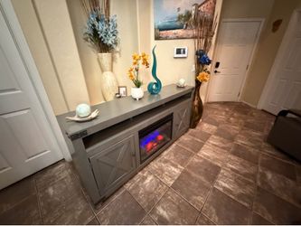 Stunning Aspenhome farmhouse gray fireplace /tv stand 5 colors of flames 72” inch long