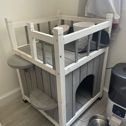 Cat Home with Balcony, Elevated Cat House