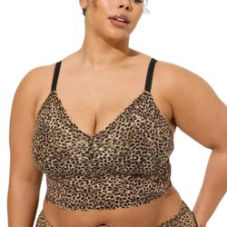 Torrid Women's Leopard Animal Print Unlined Lace Adjustable Bralette Sz 4X 26