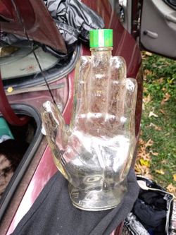 Hand-Shaped Clear Glass Bottle