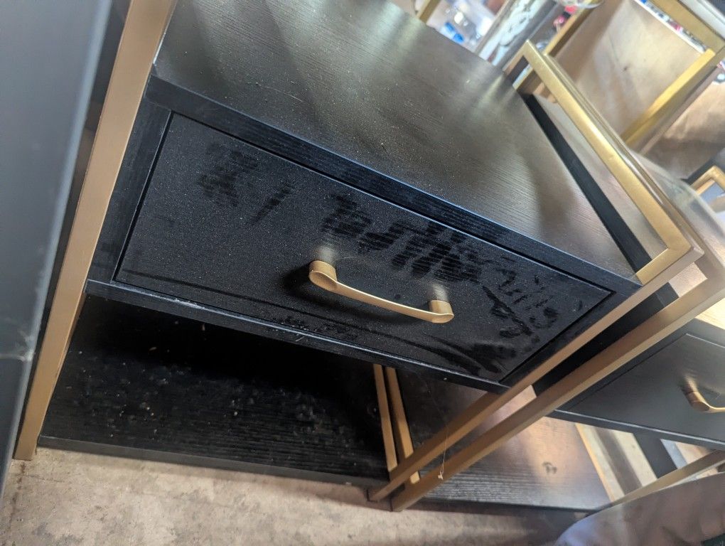 2 Matching End Table, Black And Gold
