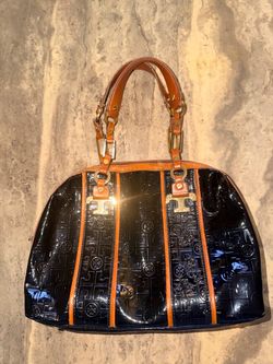 Tory Burch Patent Leather Monogram Dome purse
