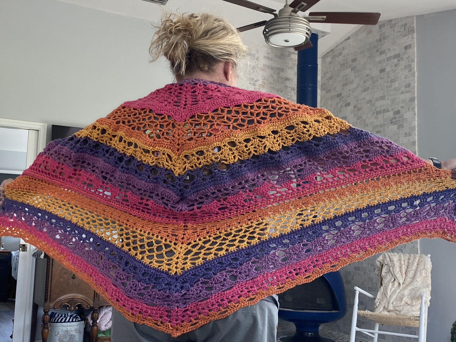 Crochet Triangle Shawl, Handmade