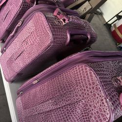 Kathy Van Zeeland Croco PVC Designer Luggage - 4 Piece Softside Expandabl...