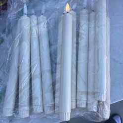 11 Pcs Flameless Taper Candles with Remote, Timer, Plastic Battery Operated Window Candles, 9.6 Inches Ivory LED