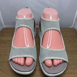 JBU Margot Mint Snake Wedge Sandals Size 7