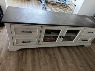 TV Stand with Drawers and Glass Doors