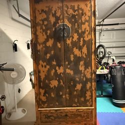 Antique Asian Solid Wood Cabinet Distressed Finish with Drawers (Pick up)
