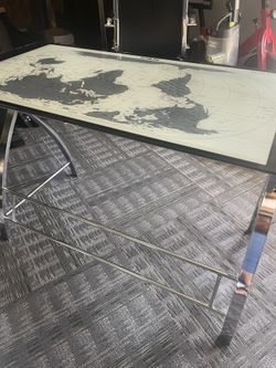 World Map Glass Desk