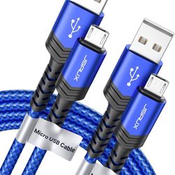JSAUX Micro USB Cable Android Charger, (2-Pack 6.6FT) Nylon Braided Cord Compatible with Galaxy S7 S6 J7 Edge Note 5, Kindle. MP3 and More-Blue 