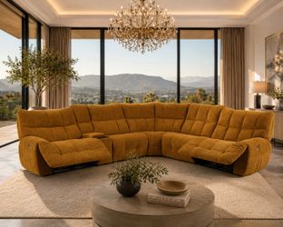 Butterscotch Power Sectional Recliner Sofa Sala Seccional Venta Furniture Sale Muebles