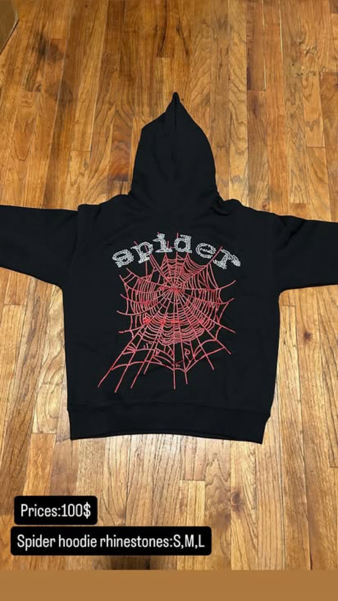 Black Rhinestone Spider Hoodie