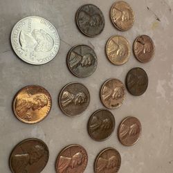 Coins Wheat Pennies And Non Wheat Pennies And A W Quarter 