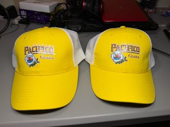 Pacifico Clara Yellow & White Mesh Trucker Hats Caps Lot of 2