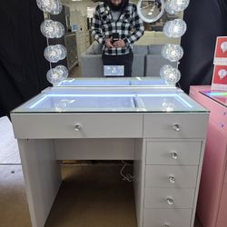 Beautiful Vanity With RGB lights And BLUETOOTH SPEAKERS AND DIGITAL DISPLAY