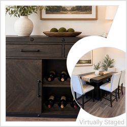 Bob’s Sonoma Dining Set + 4 Upholstered Chairs + Matching Server