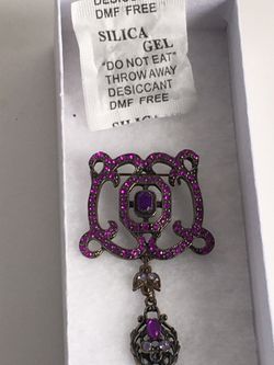 PURPLE RHINESTONE BROOCH