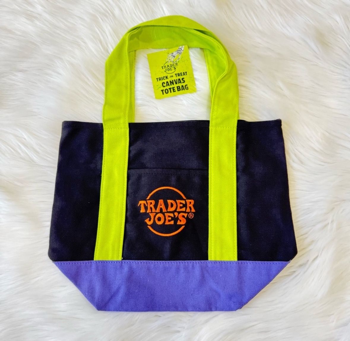 Trader Joe's Tri-Color Canvas Tote Bag Limited Edition