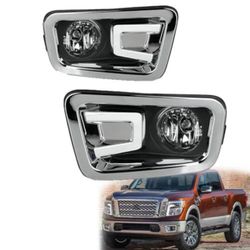 Fog Lights Left and Right Side Halogen Fog Lamp Replacement for Titan 2016-2019 