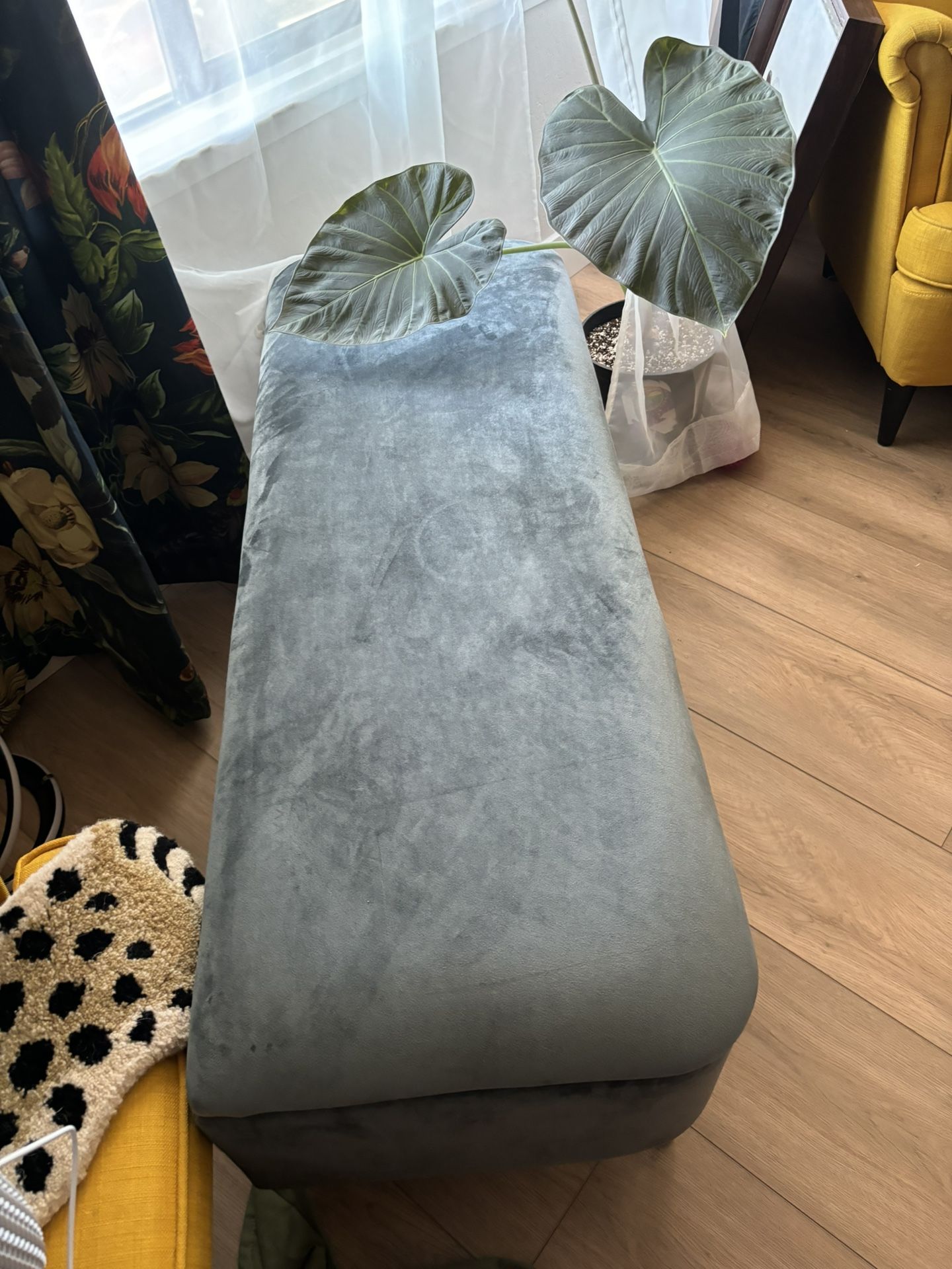 Green Velvet Ottoman Bench With Storage