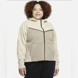 Nike Women Tech Fleece Windrunner Full Zip Jacket Khaki Black DA2044-206 Size 3X