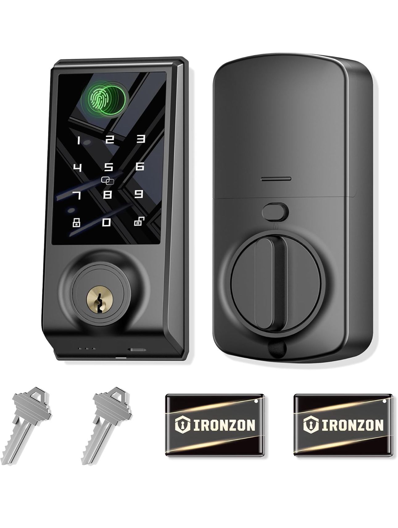 New-Fingerprint Smart Door Lock, 4-in-1 Keyless Deadbolt for Front Door with Touchscreen Keypad, Auto Lock, Keyless Entry Door Lock for Modern Home
