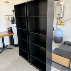 Two Black Bookshelves 