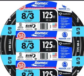 8/3 Black Stranded Romex CU NM-B Wire (BY-THE-FOOT)