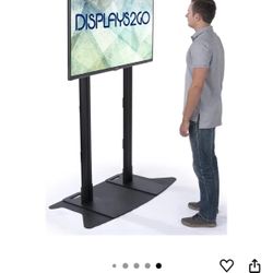 Displays2go Commercial Stands for Large TVs, Steel, Aluminum, Floor Standing – Black (LPGP110B