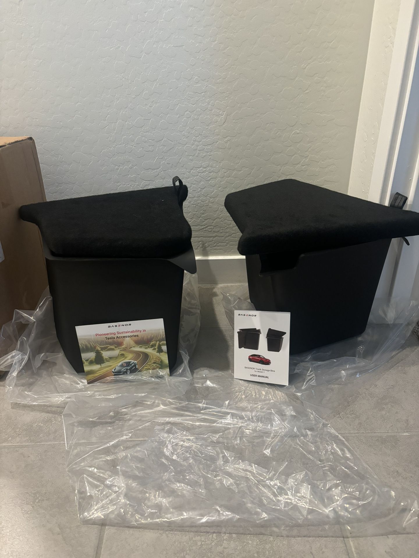 BASENOR New Version 2022-24 Tesla Model Y Trunk Organizer Trunk Storage Bins