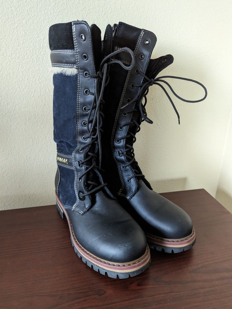 Women's Ilka Wool-Lined Waterproof Suede and Leather Boots Size 41 EU Used EUC