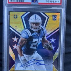 Jonathan Taylor Gold RC Auto Rookies & Stars 10/10 PSA 9