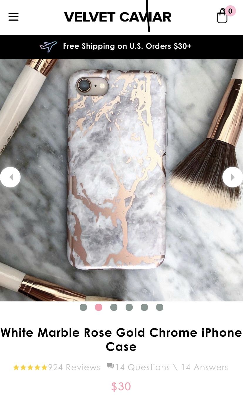 Velvet caviar iPhone 6s case marble rose gold