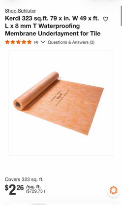 Schluter Kerdi Waterproofing Membrane Underlayment for Tile