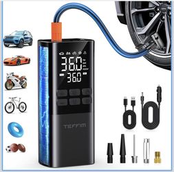 Tire Inflator Portable Air Compressor - Air Pump for Car Tires,Portable for Car with Pressure Gauge,Tire Inflator with LED Light, for Bike,Motorcycle,