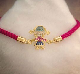 Adjustable bracelet color fushia charm Girl new