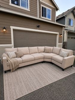 Large Beige Sectional Couch