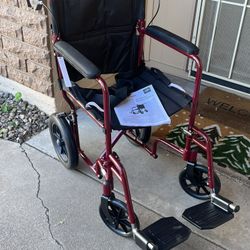 Transport Chair W/Footrests, New, 19” Seat, See Both Photos.