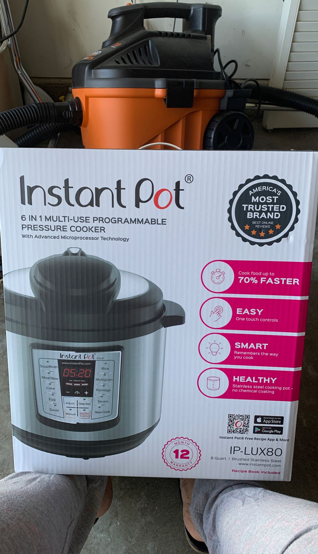 The original InstantPot insta pot 8 quart large size brand new never opened Pressure cooker sauté warmer slow cooker fast cooker Brushed Stainless St