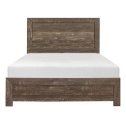 FARMHOUSE RUSTIC BROWN FINISH-FRAME-CAMA MATRIMONIAL