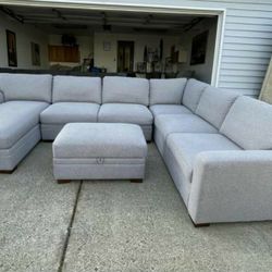 Gray Sectional Couch Sofa With Ottoman 