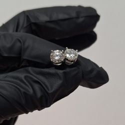 Rhodium Over 925 Sterling Silver Moissanite Studs