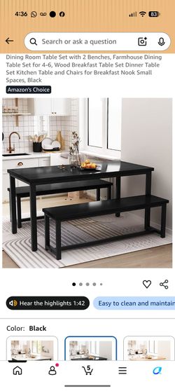 Dining Room Table Set with 2 Benches