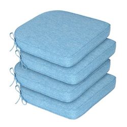 ES205 $40  20" x 19" Outdoor Dining Chair Cushion, Water Resistant Patio Seat Cushion Pads with Ties, Set of 4 - Lake Blue  UNMATCHED DURABILITY: Craf
