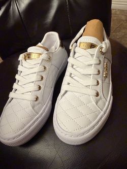 Guess White Quilted Low-Top Sneakers
