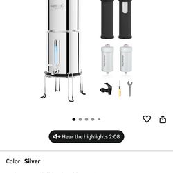 Purewell 2.25G Gravity Water Filter System with Water Level Window, 7-Stage 0.01μm Ultra-Filtration Countertop System with 4 Filters and Stand, Reduce
