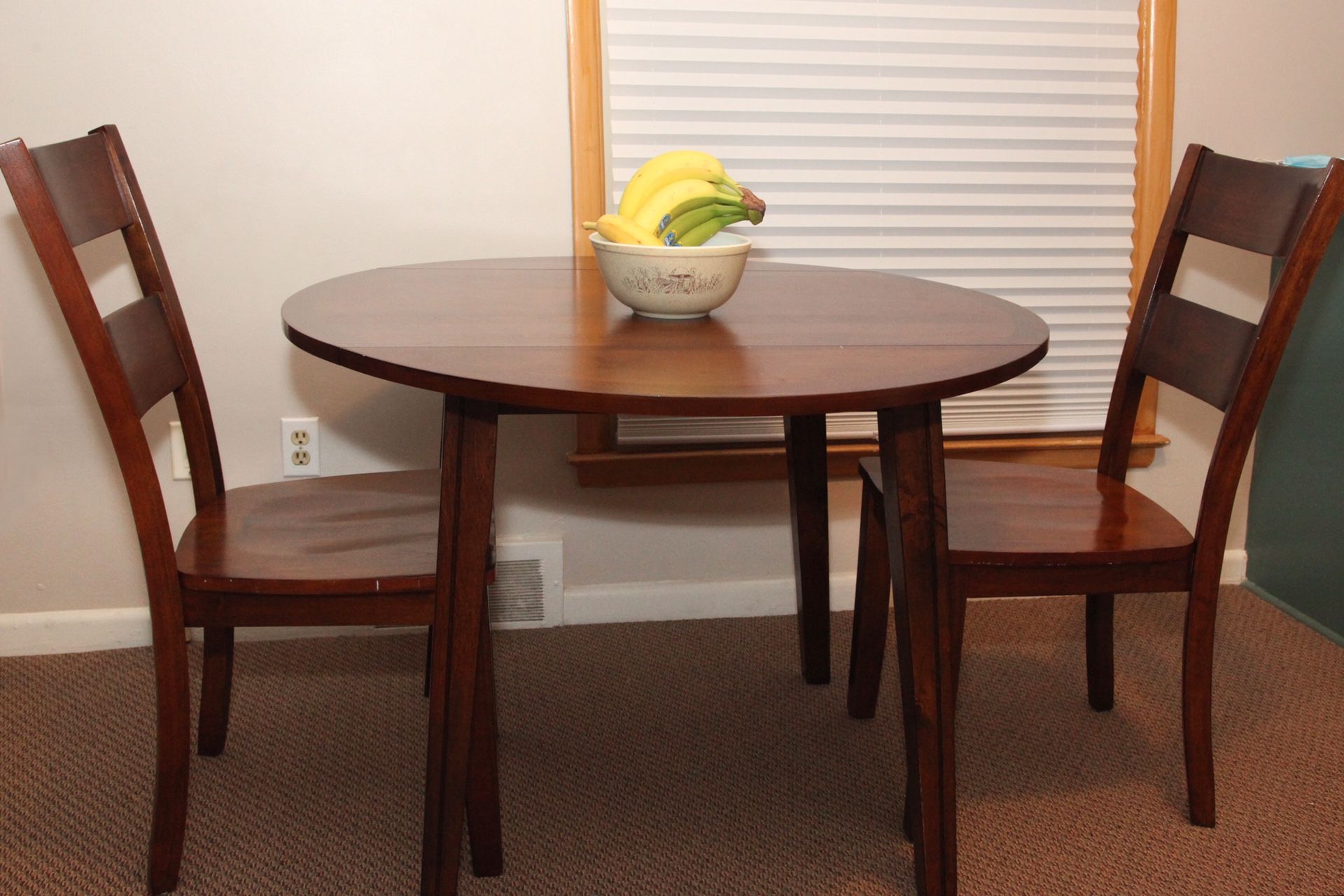 Wooden Dining Table + 2 Matching Chairs
