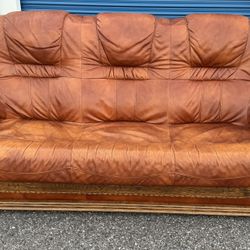 VINTAGE DANISH MID CENTURY LEATHER SOFA COUCH NIELAUS VIBTAC IPOLY STYLE